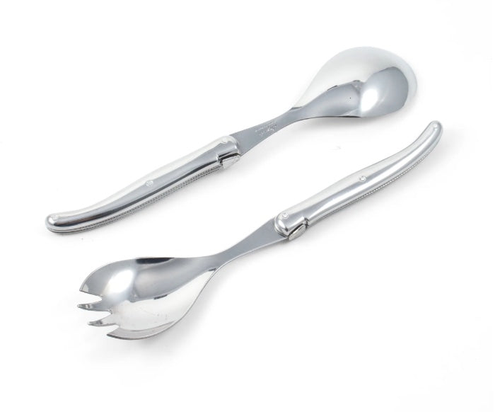 Laguiole Platine Salad Serving Set in white background