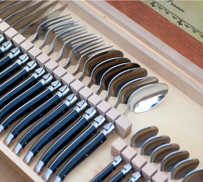 Jean Neron Laguiole Flatware Set, black in presentation box