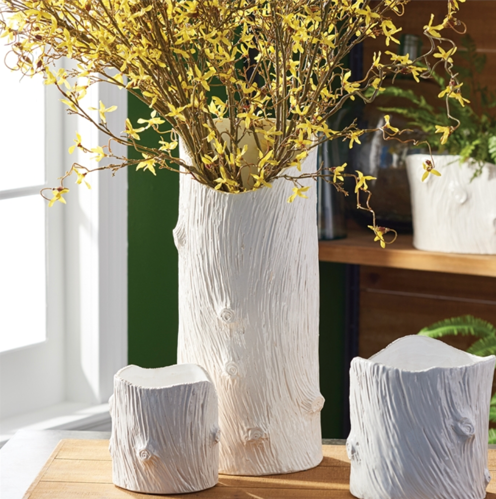 Modern Faux Bois Vases with flowers
