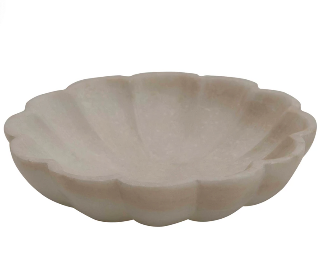 carved scalloped marble dish