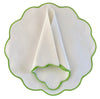 Scallop Border Placemat and Napkin Set Italian Linen Made in New York Green and White